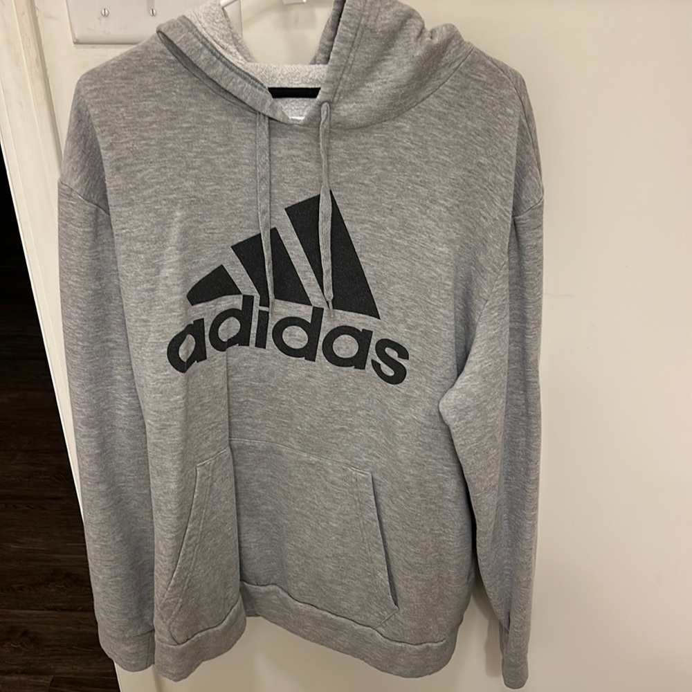 grey adidas hoodie, size xl